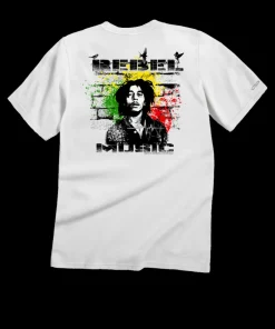 Bob Marley Rebel Music - White Short Sleeve Crewneck T-Shirt