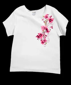 Bougainvillea Vines - White Short Sleeve Scoop Neck T-Shirt