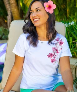 Bougainvillea Vines - White Short Sleeve Scoop Neck T-Shirt