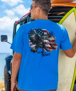 Brave Eagle Flag - Blue Hawaii Dyed Short Sleeve Crewneck T-Shirt