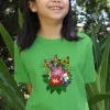 Butterfly Bouquet - Green Apple Dyed Short Sleeve Crewneck T-Shirt