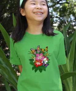 Butterfly Bouquet - Green Apple Dyed Short Sleeve Crewneck T-Shirt