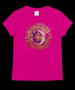 Celestial Sun And Moon Berry - Berry Short Sleeve Crewneck T-Shirt