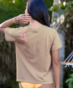 Cherry Blossom Branch - Kona Coffee Dyed Short Sleeve Scoop Neck T-Shirt