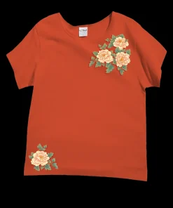 Chinese Peonies - Paprika Short Sleeve Scoop Neck T-Shirt