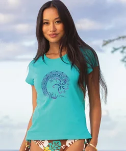 Circular Tribal Floral - Ocean Short Sleeve Pima T-Shirt