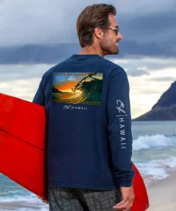 Clark Little King Kamehameha - Navy Long Sleeve Crewneck T-Shirt