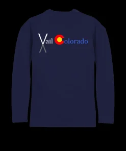 Crossed Skis - Indigo Long Sleeve Pima T-Shirt