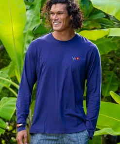 Crossed Skis - Indigo Long Sleeve Pima T-Shirt