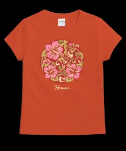 Decorative Hibiscus - Paprika Short Sleeve Crewneck T-Shirt