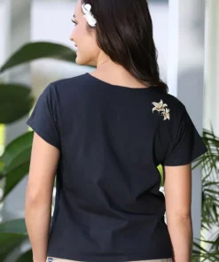 Decorative Lilies - Black Short Sleeve Scoop Neck T-Shirt