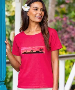 Desert Sunset - Paradise Red Dyed Short Sleeve Scoop Neck T-Shirt