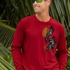 Dragon Flurry - Rugby Red Long Sleeve Pima T-Shirt