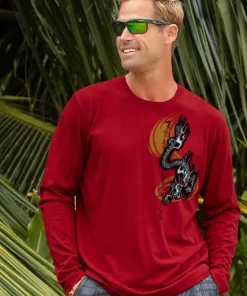 Dragon Flurry - Rugby Red Long Sleeve Pima T-Shirt