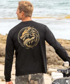 Dragon Medallion - Black Long Sleeve Crewneck T-Shirt