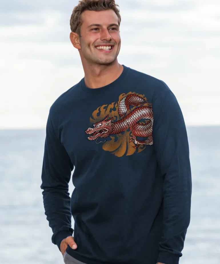 Dragon Summit - Navy Long Sleeve Crewneck T-Shirt