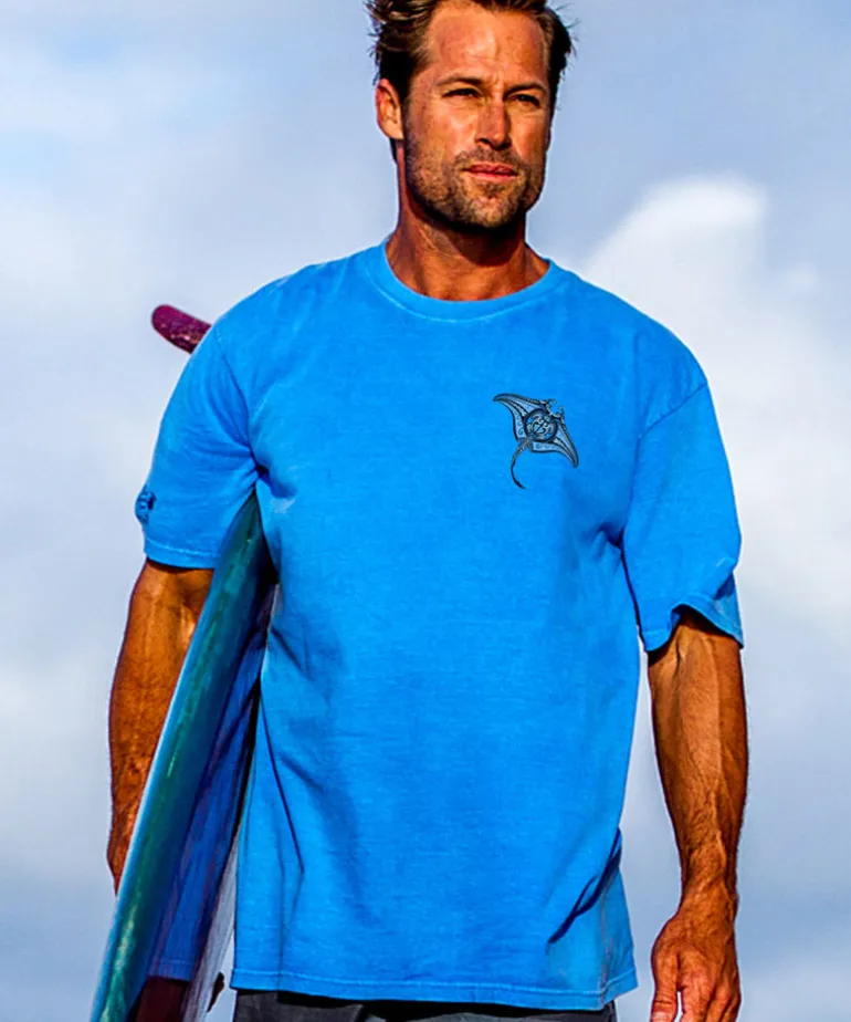 Ehukai Manta - Blue Hawaii Dyed Short Sleeve Crewneck T-Shirt