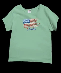 Floral Flag - Key Lime Dyed Short Sleeve Scoop Neck T-Shirt