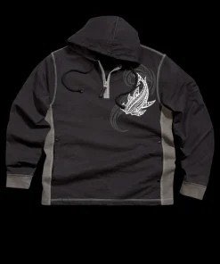 Flow Of Mana - Black/Charcoal Long Sleeve Longboard Hooded Tee