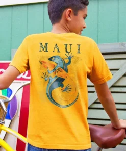Gecko Watercolor - Pineapple Dyed Short Sleeve Crewneck T-Shirt