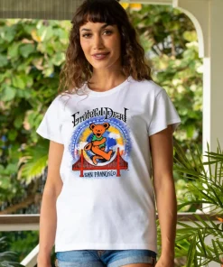 Grateful Dead Golden Gate Bear - White Short Sleeve Crewneck T-Shirt