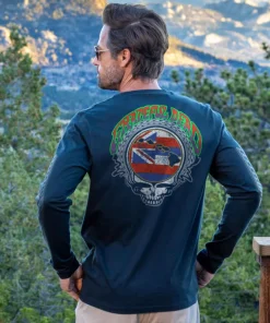 Grateful Dead Hawaiian Flag - Navy Long Sleeve Crewneck T-Shirt