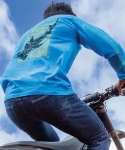 Hammerhead Tribal - Blue Hawaii Dyed Long Sleeve Crewneck T-Shirt