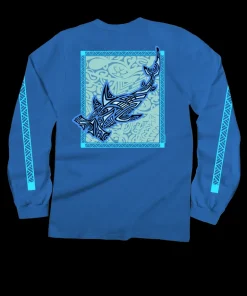 Hammerhead Tribal - Blue Hawaii Dyed Long Sleeve Crewneck T-Shirt