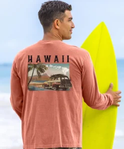Hawaii Woody - Chile Dyed Long Sleeve Crewneck T-Shirt