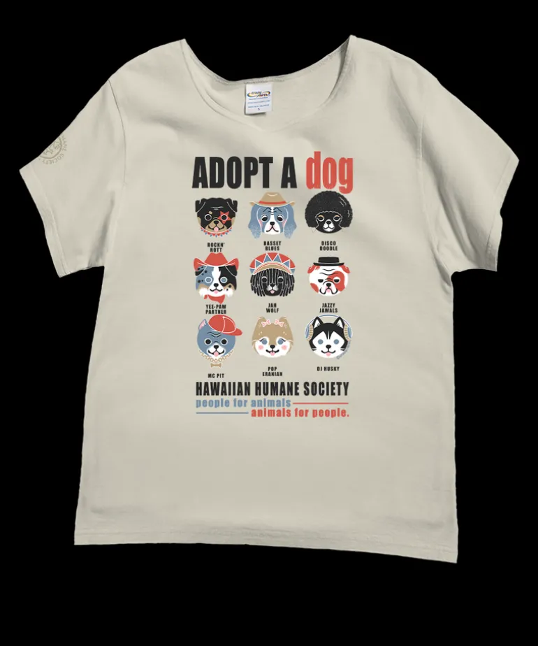 Hawaiian Humane Society Adopt A Dog Canine Musicians - Coconut Dyed Short Sleeve Scoop Neck T-Shirt