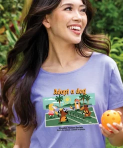 Hawaiian Humane Society Adopt A Dog Pickleball - Lavender Dyed Short Sleeve Scoop Neck T-Shirt