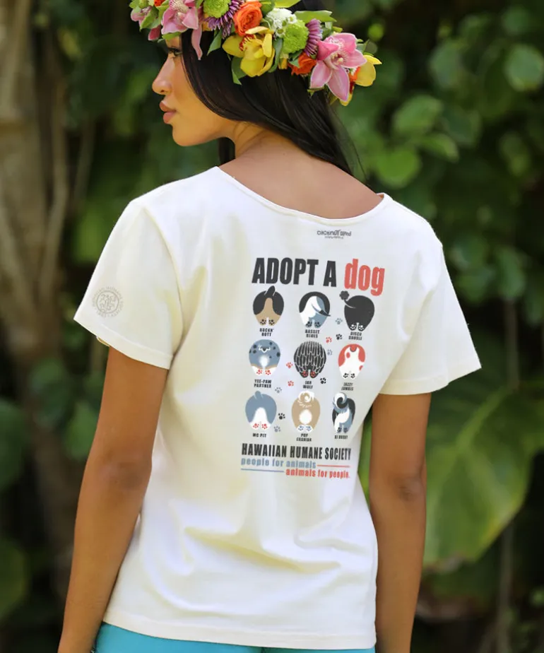 Hawaiian Humane Society Adopt A Dog Canine Musicians - Coconut Dyed Short Sleeve Scoop Neck T-Shirt