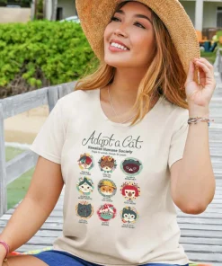 Hawaiian Humane Society Cat Creatives - Coconut Dyed Short Sleeve Scoop Neck T-Shirt