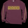 Hibiscus Brocade Band - Wine Dyed Long Sleeve Crewneck T-Shirt