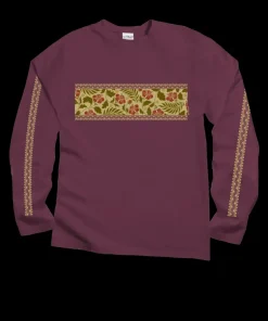 Hibiscus Brocade Band - Wine Dyed Long Sleeve Crewneck T-Shirt