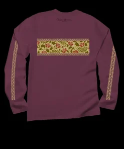 Hibiscus Brocade Band - Wine Dyed Long Sleeve Crewneck T-Shirt