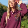 Hibiscus Floral Cascade - Wine Dyed Long Sleeve Lightweight Pullover