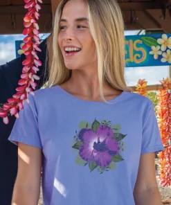 Hibiscus Solo - Lavender Dyed Short Sleeve Scoop Neck T-Shirt