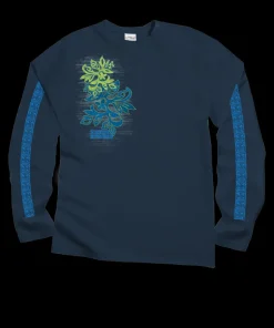 Hinatea Cascade - Navy Long Sleeve Crewneck T-Shirt