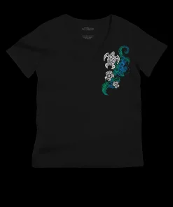 Honu Current - Jet Black Short Sleeve Pima V-Neck T-Shirt