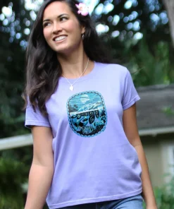 Honu Moon - Lavender Dyed Short Sleeve Crewneck T-Shirt