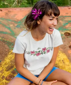 Hum Hibiscus - White Short Sleeve Crewneck T-Shirt