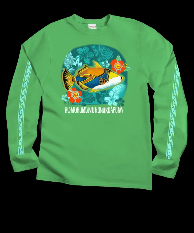 Humu Flowers - Green Apple Dyed Long Sleeve Crewneck T-Shirt