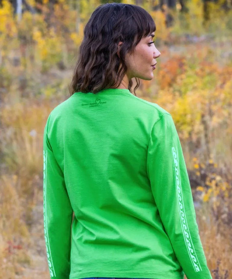 Humu Flowers - Green Apple Dyed Long Sleeve Crewneck T-Shirt