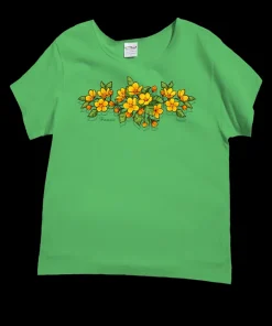Ilima Blossoms - Green Apple Dyed Short Sleeve Scoop Neck T-Shirt