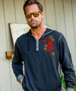 Ink Dragon - Black/Charcoal Long Sleeve Longboard Hooded Tee