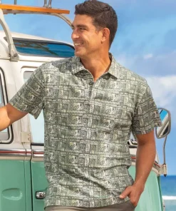 Island Movement - Hunter Green Short Sleeve Hawaiian Polo Shirt