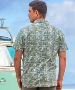 Island Movement - Hunter Green Short Sleeve Hawaiian Polo Shirt
