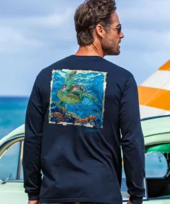 Island Reef Honu - Navy Long Sleeve Crewneck T-Shirt