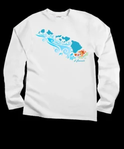 Island Tides - White Long Sleeve Crewneck T-Shirt